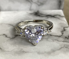 Womens Sterling Silver 925 CZ Hearts Ring Size 9 Fashion 4.53g