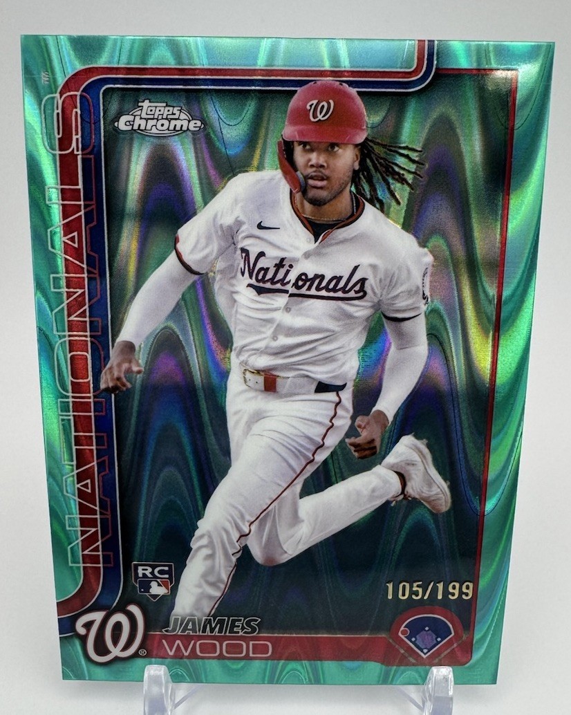 2025 Topps Chrome James Wood #132 Aqua Raywave Refractor 105/199