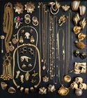 VTG Jewelry Lot Gold Estate Mix Signed 80s Costume Earrings Necklaces Bulk 53pc