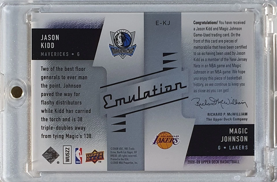 2008 Upper Deck Jason Kidd Magic Johnson #PATCH Game Worn Jersey - Rare - image 4 of 4
