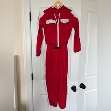 Weissman Showtime Where My Girls At 17462 Red and White Sequin Jumpsuit Size MC