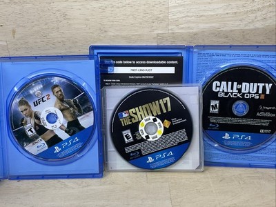 3 GAMES Call of Duty: Black Ops Zombie PlayStation 4 MLB SHOW17 UFC2