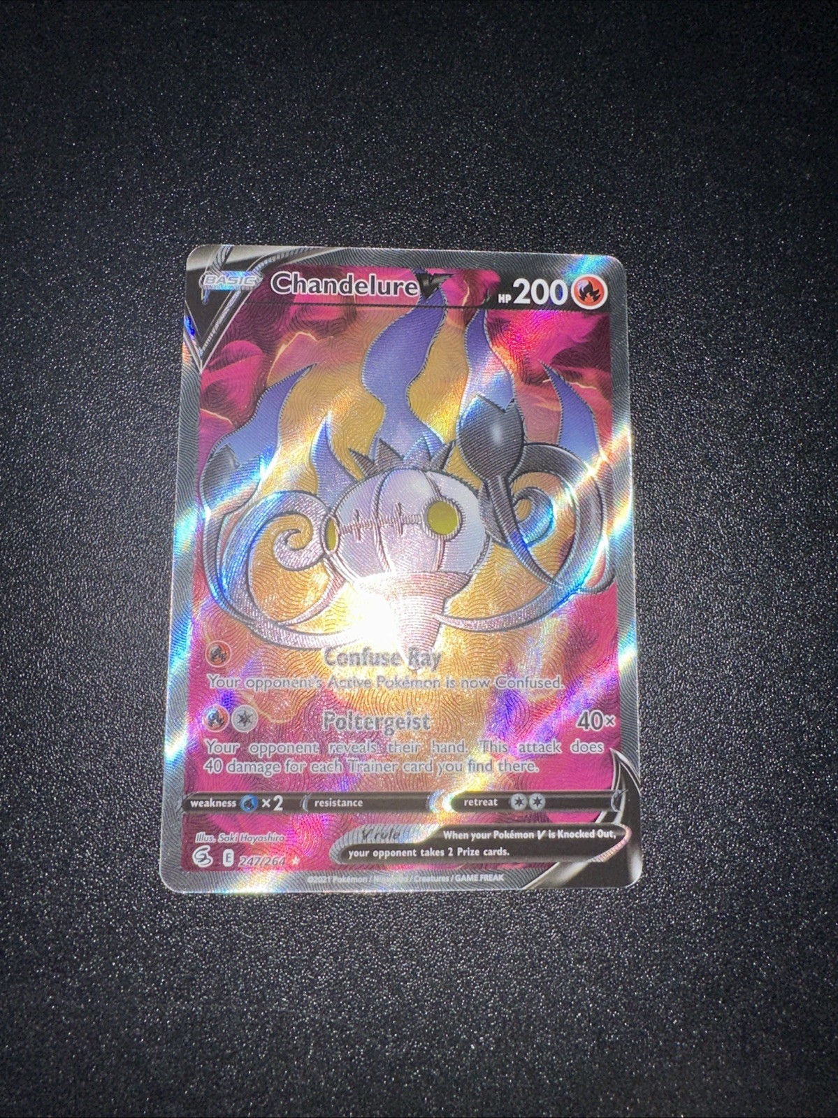 Pokémon TCG Chandelure V 247/264 Fusion Strike Full Art Ultra Rare NM