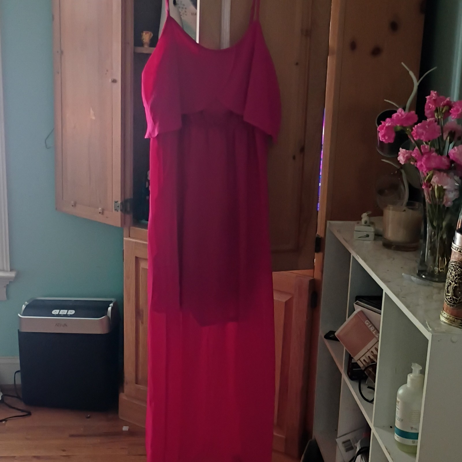 No Boundaries Red Strappy Sleeveless Solid Maxi Dress L/G (11-13) Juniors
