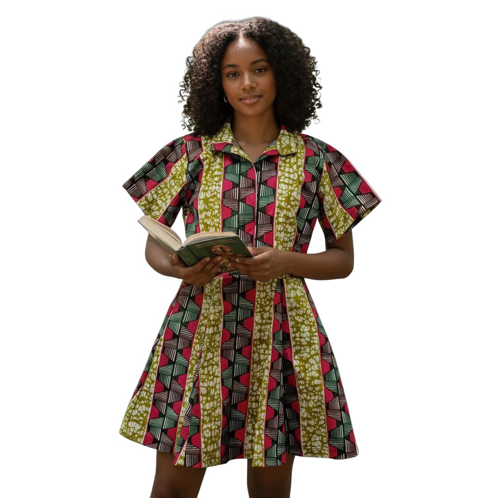 The Oula Company Womens Shirt Dress Small Ankara African Print Bold Artsy  Flare | eBay