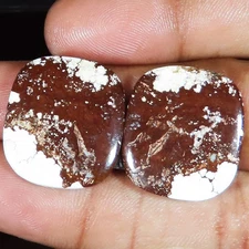 natural WILD HORSE pair cushion shape loose gemstone 35.25 Carat. (20x22x03 mm)