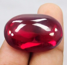 Natürlicher 60,80 ct roter Rubin oval Cabochonschliff zertifiziert lose Edels...