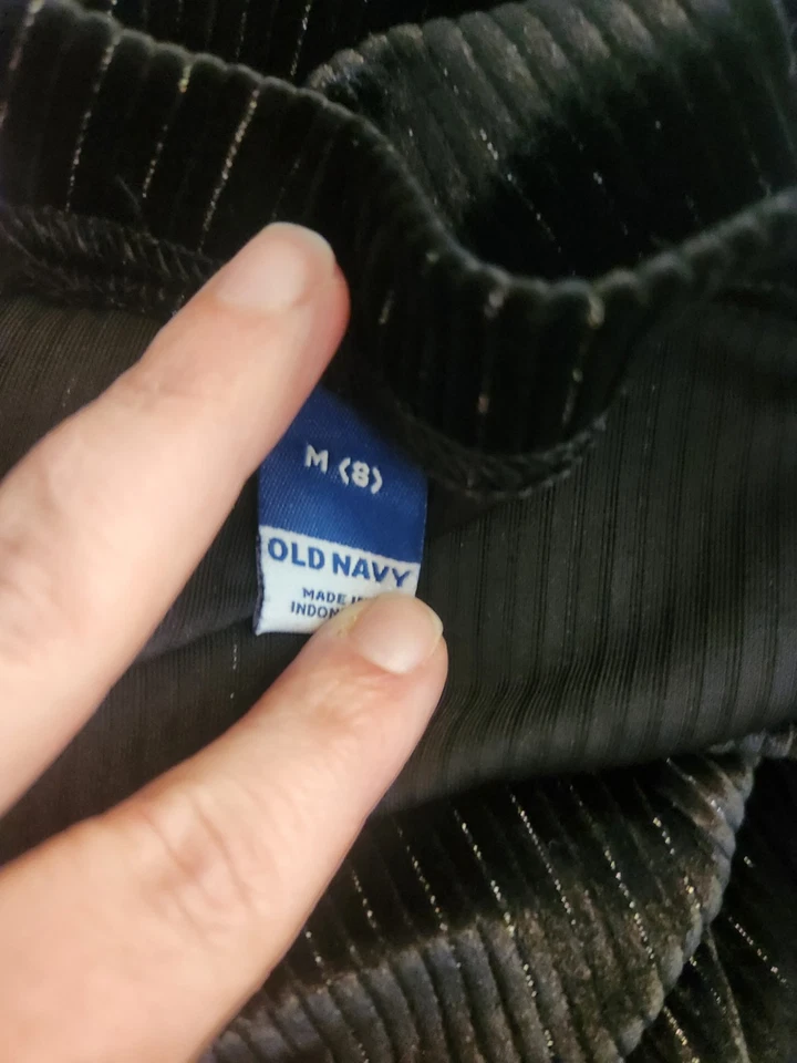 Leggings Acampanados Brillantes Terciopelo Aplastado Azul Marino Antiguo para Niñas Negros Talla M (8) NUEVO Foto 4 de 4