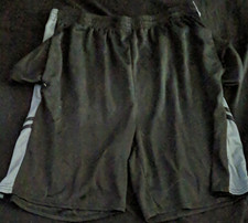 Real Essentials Kid's 2XL Athletic Mesh Shorts Black Gray Elastic Waist
