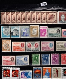 // 35 STAMPS COSTA RICA MNH RELIGION KENNEDY TRAINS LOCOMOTIVES
