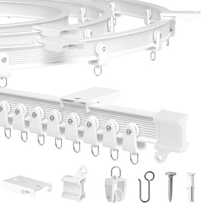 Flexible Ceiling Curtain Track System, 9.8 FT, White, for RV and Room Dividers