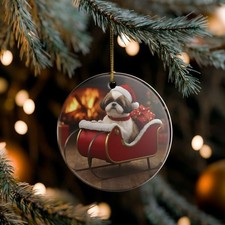 Shih Tzu Collectible Ceramic Christmas, Holiday Ornament-D101