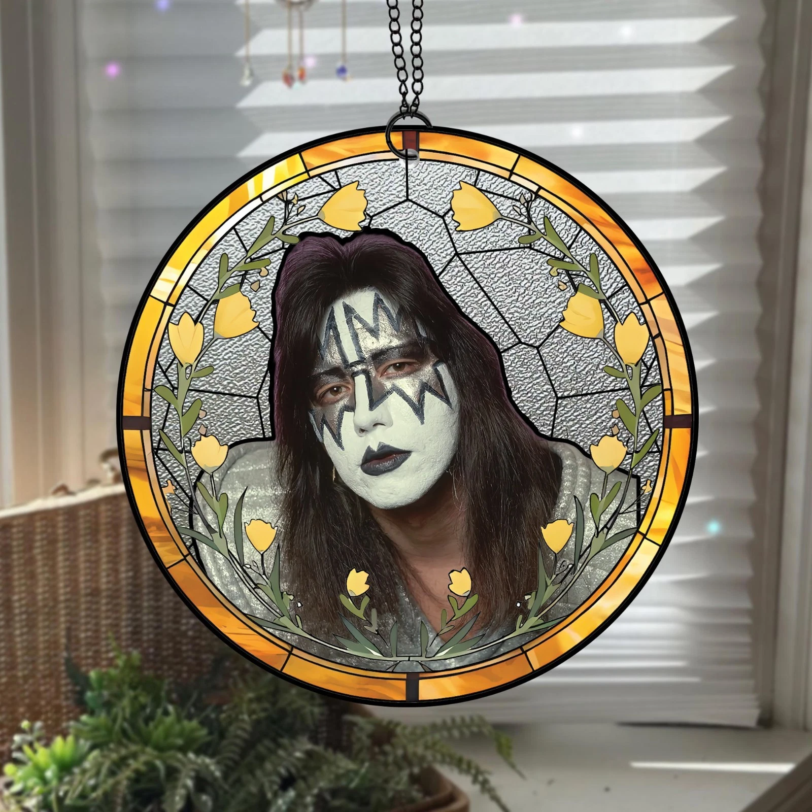 Ace Frehley Stained Glass Suncatcher - Home Window Hanging Ornament