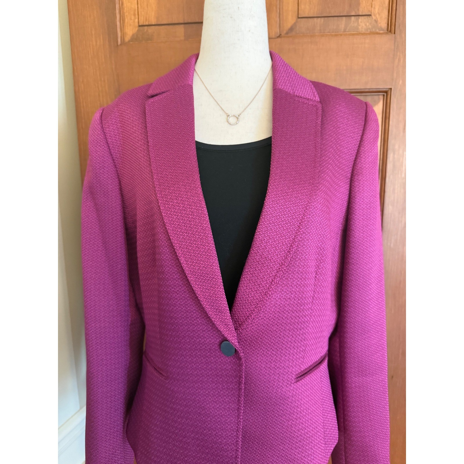 Tahari ASL Blazer Jacket Womens Size 10 Magenta Business Casual Career Separate