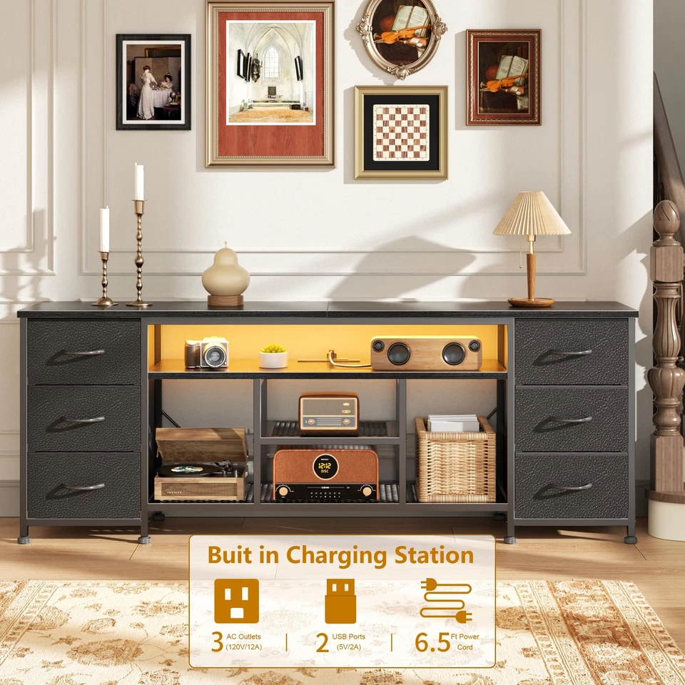 Suporte de TV LED para TV 65, 70 polegadas, centro de entretenimento 63 polegadas com tomada de energia... - Imagem 4 de 4