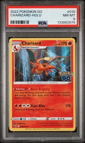 2022 POKEMON GO #010 CHARIZARD-HOLO PSA 8
