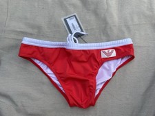 EMPORIO ARMANI MEN S SWIM BRIEF BIKINI RED WHITE IT 46 US XS