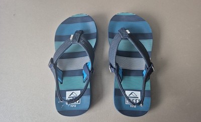 Reef Flip-Flops Jungen Gr. 28/29 Blau Gestreift Kindersandalen 11 12 AHI Grey S