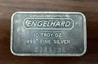 Engelhard .999+ Fine 10 oz Silver Bar “C” Prefix, 12th Series Variety B, Pebble