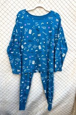 Joyspun Size M 8-10 Women  s Teal Print Long Sleeve Pajama Set