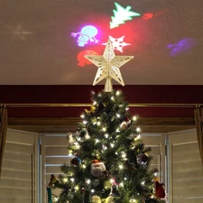 Christmas Tree Top Light Star Snowflake Shape LED Laser Projector Lights Christm