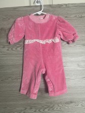 VIntage Health Tex Pink Soft Lace Romper Made USA Size Girl 6 Months