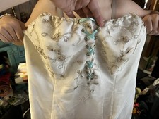 Ivory Strapless Embroidered Beaded Wedding Dress Full-Length Corset Back