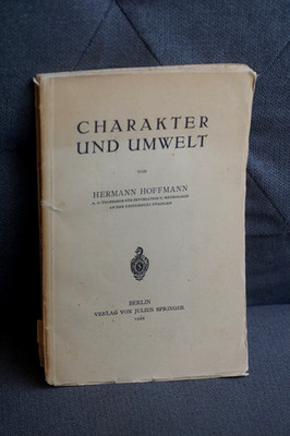 Charakter und Umwelt  Hermann Hoffmann (German) PB 1st Edition 1928 VG