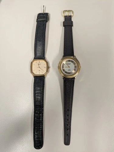 Lot Of 2 Vintage Watches Seiko Elgin Mother Of Pearl Leather Strap New Battery