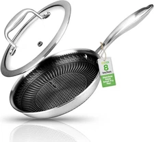 NutriChef 8" Stainless Steel Frying Pan - Triply Kitchenware Stir Fry Pan Kitche