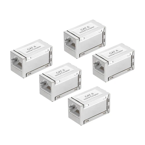 5PCS RJ45 CAT6 8P8C Ethernet Coupler Female to Female Cat6 Cat5e Cat5, Silver