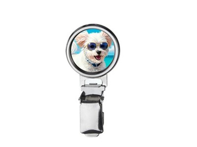 nai61 Malteser Strand Urlaub Hund Kuppel Hund Show Ring Clip & Karte Event Ausweis Halter