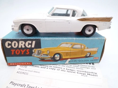 VINTAGE CORGI TOYS 211M STUDEBAKER GOLDEN HAWK MECHANICAL IN ORIGINAL BOX 1958