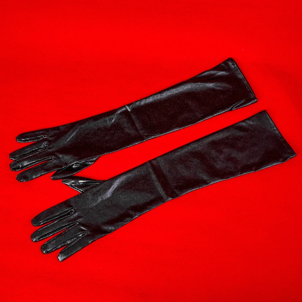 Gants Longs Emaille Cuir Noir Bondage Fête Costume D'opéra Jouets Sexuels Femmes - Photo 3/4