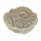 Vintage L.E. Smith Comet In The Sky Carnival Glass Bowl White Ice Iridescent