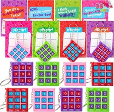 36 Pcs Valentines Day Tic-Tac-Toe Keychain W/ Greeting Cards Valentine’s