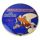 Vintage Winchester Porcelain Sign - Gas Station Pistols Advertisement Sign