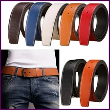 3.7cm Luxury Men Leather Belt Strap Genuine Leather No Buckle Belt Trouser Jeans