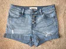 SHORTS - PacSun - Super Stretch Shortie - Denim - Light Blue -Cuffed - Button 25