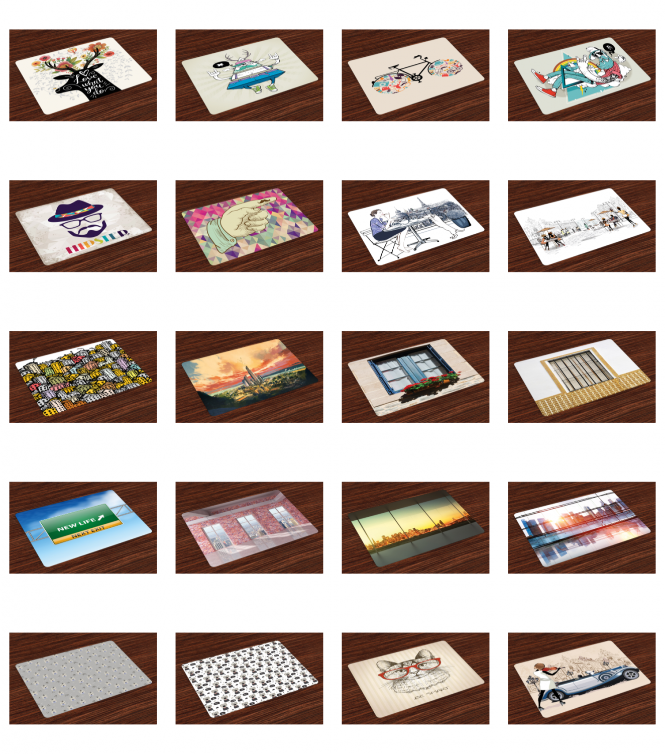 Ambesonne Hispter Urban Placemat Set of 4 Fabric Place Mats for Table