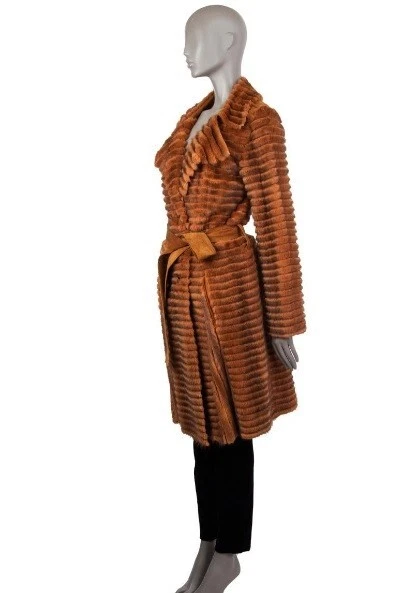 CHRISTIAN DIOR Coñac Marrón PIEL DE VISÓN Gamuza Reversible Cinturón Abrigo Chaqueta Trench Foto 3 de 4