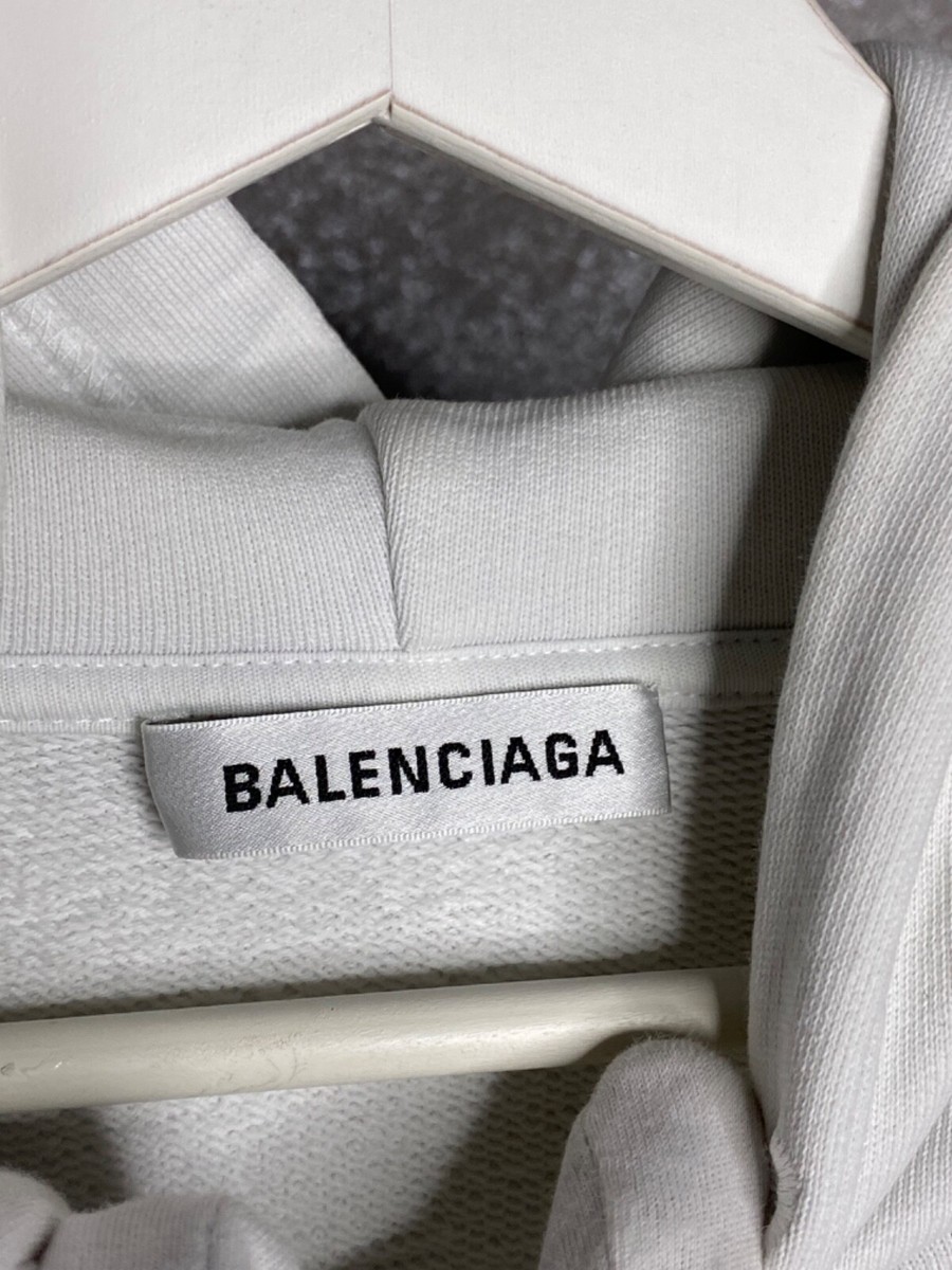Balenciaga Rainbow Logo Embroidered Hoodie White Size XS Oversized