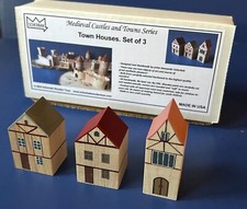 Set 3 Town House for 10mm figures wooden toy ...