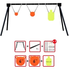 AR500 Steel Shooting Target Stand System (Stand, Chains&4",6" Gong+7"x12" Torso)
