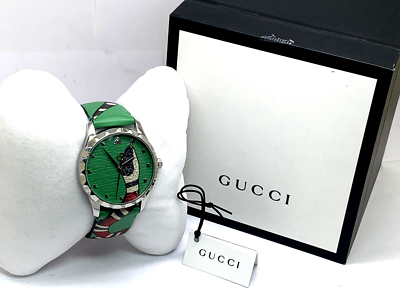 GUCCI Women's Watch YA1264081 G-Timeless Swiss Quartz Snake Green