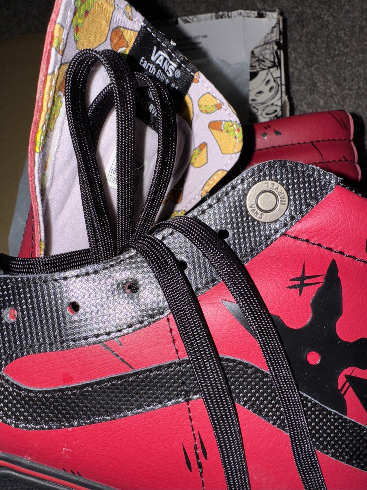 Vans x Marvel Deadpool Red/Black Sk8 Hi Sneakers Mens NEW RARE Men Size 11 image 7