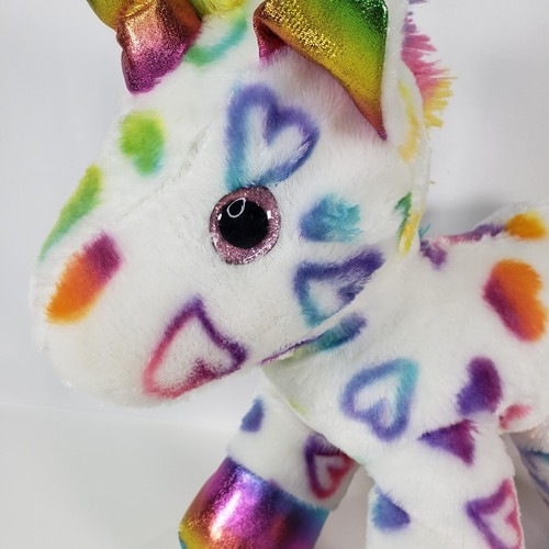 Juguete de peluche suave corazones ojos brillantes rosa de felpa unicornio blanco MTY International - Imagen 4 de 17
