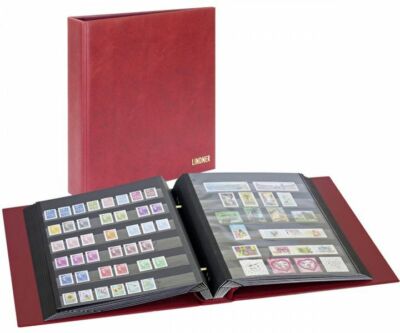Lindner 1190-R Briefmarkenalbum mit Schraubmechanik, inkl. 10 Einsteckblätter, r
