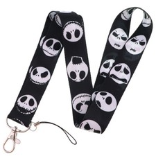 Nightmare Before Christmas Jack Skellington Face Black ID Badge Holder Lanyard