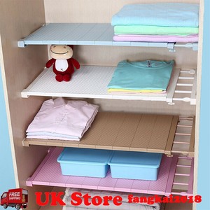 Adjustable Closet Organizer Extendable Closet Shelf Storage Rack Kitchen Cabinet Ebay